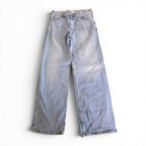 Abercrombie Kids High Rise Wide Leg Blue Jean Denim Pants SZ 17/18 Light Wash